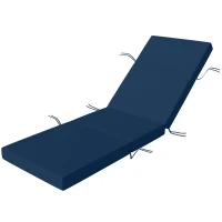 Outsunny Chaise Lounge Cushion, 4" Thick Outdoor Lounge Chair Cushions with Ties for Patio, 26" x 80", Navy Blue(m-1)