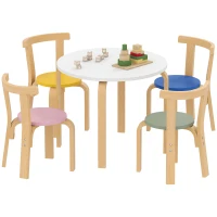 Qaba Wooden Kids Table and Chairs Set, Toddler Table and Chairs Set for 3-8 Years, Multi-Coloured(m-9)