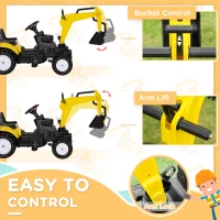 Aosom Ride on Tractor for Kids, Pedal Excavator Ride on Toy with Controllable Front Bucket for 3 Years Old, Yellow(m-5)