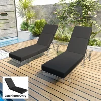 Outsunny Chaise Lounge Cushion, 4" Thick Outdoor Lounge Chair Cushion with Ties for Patio, 21" x 72", Gray(m-9)