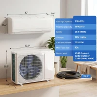 HOMCOM 9100 BTU Mini Split Air Conditioner and Heat Pump, 20.5 SEER2 115V Ductless Inverter AC Unit Cools up to 450 Sq.Ft(m-3)