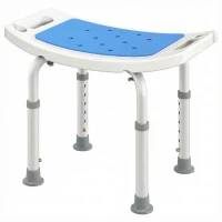 HOMCOM Height Adjustable Shower Chair, 20.5"W Aluminum Shower Stool for Inside Shower with Suction Cup Feet, EVA Padded Bath Seat for Senior, Elderly, Disabled(m-11)