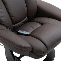 HOMCOM PU Leather Massage Recliner Chair with Ottoman 10 Point Vibration Swiveling Armchair, Brown(m-8)