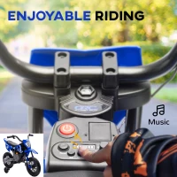 Qaba 12V Kids Dirt Bike, Electric Motorcycle with Twist Grip Throttle, Training Wheels, Rear Suspension & Music, Blue(m-7)
