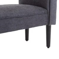 HOMCOM 52" End of Bed Bench, Linen Upholstered Ottoman Bench, Bedroom Entryway Bench With Armrests, Dark Gray(m-8)