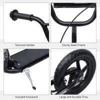 HOMCOM Adjustable Kids Pro Stunt Scooter Children Street Bike Bicycle Ride On with 12” Tire (Black)(m-7)