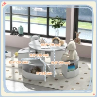 Qaba 5 Piece Kids Table and Chair Set with Storage for Kids Room, Grey(m-3)