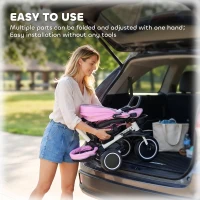 Aosom Tricycle for Toddler 6-in-1 Kids Trike, Foldable Converts Stroller to Baby Push Bike, Adjustable Backrest with Detachable Guardrail & Handle, Brake for 1-4 Years Old, Pink(m-9)
