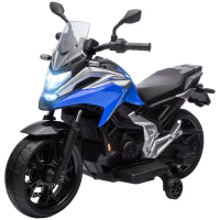 Qaba Honda Licensed 12V Ride on Motorbike for Kids with Headlights Music Training Wheels, for 3-6 Years, Blue(m-2)