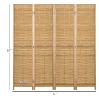 HOMCOM Hand Woven Room Divider, 4 Panel Bamboo Folding Privacy Screen for Home Office, 47.25"x67"x0.75", Natural(m-3)