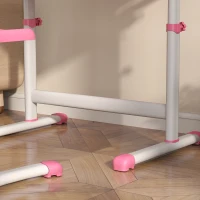 Qaba Height Adjustable Kids Desk and Chairs Set with Tilt Desktop, Storage Drawer, Pen Slot, Hook, Pink(m-9)