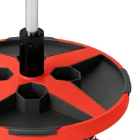HOMCOM Rolling Mechanic Stool, 15.7"-20.5" Garage Stool with Wheels, 300 LBS, 360° Swivel Padded Creeper Shop Seat, Red(m-11)