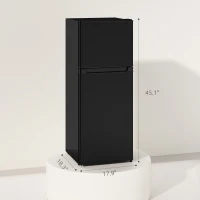 HOMCOM Small Fridge with Freezer, 4 Cu Ft Refrigerator with Reversible Doors, Black(m-3)