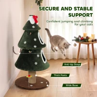 PawHut 52" Christmas Cat Tree, 2-Tier Cat Tower with Dual Condos, Scratching Posts, Sisal Ladder, Anti-Tip Rope(m-6)