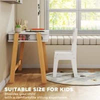 Qaba Kids Desk and Chair Set with Storage for Bedroom, School, Gift for Children Ages 3-12, White(m-6)
