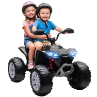 Qaba 2-Seater All-Terrain 4 Wheeler, 24V Kids ATV Ride-On, Electric Quad Car with Dual Motor, for Boys and Girls, Black(m-9)