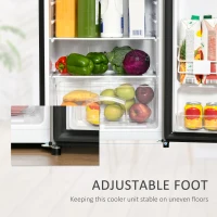 HOMCOM Mini Fridge with Freezer, Compact Mini Refrigerator with 3.3Cu Ft Capacity, Adjustable Shelves and Temperature and Reversible Door for Bedroom, Black/Silver(m-15)