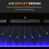 HOMCOM 40" 1500W Recessed and Wall Mounted Electric Fireplace Inserts with Remote, Adjustable Flame Color and Brightness, Cryolite-Effect Rocks, Black(m-8)