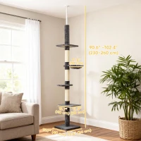 PawHut 8.5ft Cat Climbing Tree 5-Tier Kitty Activity Center with Scratching Post  Dark Grey(m-3)