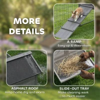 PawHut Rabbit Hutch Outdoor, 48"L Large Wooden Bunny Cage with Run, Grey(m-7)