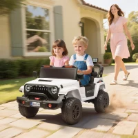 Qaba Ride on Truck Car with 2-Seater, 24V Electric Car with 4 Motors, Remote Control, Spring Suspension for 3-8 Years, White(m-2)