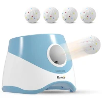 PawHut Automatic Dog Ball Launcher with 5 ETPU Balls 2.3", 3 Distance Settings 20ft, 33ft, 46ft, Blue(m-2)