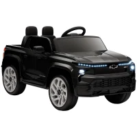Qaba 12V CHEVROLET SILVERADO EV RST Licensed Kids Car w/ Remote, Spring Suspension, Soft Start, Training Wheels, Black(m-9)