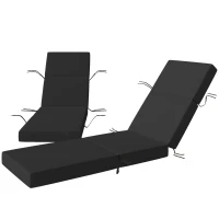 Outsunny Set of 2 Chaise Lounge Cushion, 4" Thick Outdoor Lounge Chair Cushions with Ties for Patio, 21" x 72", Gray(m-1)
