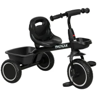 Qaba Tricycle for 2-5 Years Old, Toddler Bike with Adjustable Seat, Black(m-9)