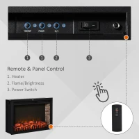 HOMCOM 30" Electric Fireplace Insert, Modern Recessed Fireplace Heater with Realistic Flame, Adjustable Brightness, and Remote Control, Heats 215 Sq. Ft., 750/1500W, Black(m-8)