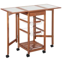 HOMCOM 37" Modern Wooden Kitchen Island with Drop Leaf, Rolling Cart With Basket Storage(m-1)