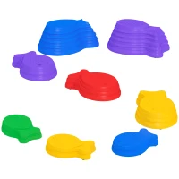 Outsunny 8pcs Balance Stepping Stones for Kids, Fish Style Non-slip Obstacle Course, Larger Size Stackable Balance Blocks Indoor Outdoor(m-11)