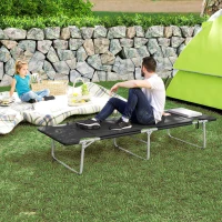 Outsunny Folding Camping Cot Sleeping Beds for adults Office Outdoor Hiking Portable, Black(m-9)