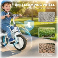 Qaba 6 in 1 Kids Tricycle with Removable Handlebar and Canopy, White(m-7)