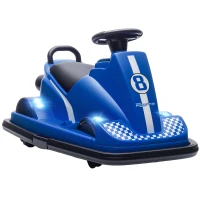 Qaba Bumper Car for Kids, 6V Battery Powered Bumping Car with 360 Degree Spin, Dual Motors, Music, for 3-8 Years, Blue(m-9)