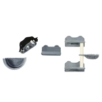 PawHut Cat Wall Shelves, 3PCs Cat Shelves with Hammock, Scratching Post, 3 Steps, Jumping Platforms, Wall Mounted Cat Climber, Grey(m-11)