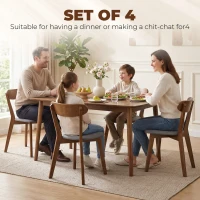 HOMCOM Dining Chairs Upholstered Linen-Look Kitchen Chairs Rubberwood Legs Set of 4 Grey and Brown(m-4)
