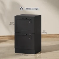 HOMCOM Vertical Filing Cabinet with 2 Drawers, Lock, File Cabinet for Home Office, A4 and Letter Size Files, Black(m-3)