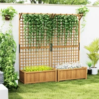 Outsunny Wood Planter with Trellis for Vine Climbing, Raised Garden Bed, Privacy Screen for Backyard, Patio, Pack of 2, Yellow(m-2)