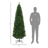 HOMCOM 7 FT Artificial Christmas Tree Pencil Xmas Tree with Stand, 818 Tips, Holiday Home Indoor Decoration for Party, Green(m-3)
