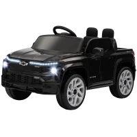Qaba 12V CHEVROLET SILVERADO EV RST Licensed Kids Car w/ Remote, Spring Suspension, Soft Start, Training Wheels, Black(m-2)