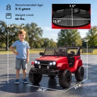 Aosom 12V Kids Ride On Truck with Parent Remote Control, Battery Powered Electric Car with Spring Suspension, Adjustable Speed, LED Lights and Horn, Red(m-3)