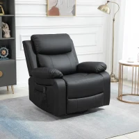 HOMCOM PU Leather Reclining Chair with Vibration Massage Recliner, Swivel Base, Rocking Function, Remote Control, Black(m-8)
