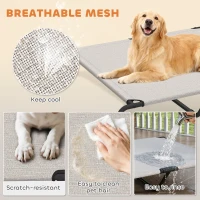 PawHut Elevated Dog Bed, Outdoor Dog Cot, Raised Dog Bed for Large Dogs with Breathable Mesh, Beige(m-5)