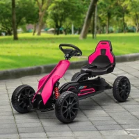 Aosom Kids Pedal Go Kart W/ Adjustable Seat, Swing Axle, Pink(m-10)