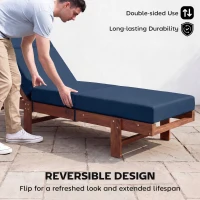 Outsunny Chaise Lounge Cushion, 4" Thick Outdoor Lounge Chair Cushions with Ties for Patio, 26" x 80", Navy Blue(m-7)