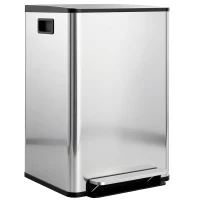 HOMCOM 2 x 30L / 7.9 Gallon Dual Trash Can with Removable Inner Buckets and Handles for Kitchen, Office, Bathroom, Silver(m-2)