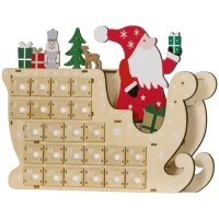 HOMCOM Wooden Christmas Advent Calendar with 24 Countdown Drawers, Reusable Holiday Decor Xmas Gift for Kids Adults, Natural(m-1)