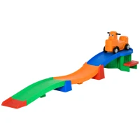 Qaba 9.8 ft Up and Down Roller Coaster for Kids, Thrill 4 Pieces Toddler Roller Coaster Ride on Toy with Side Steps, Sliding Car with Handles, for 2-5 Years Old(m-11)
