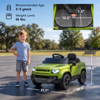 Qaba 12V Ride on Car Licensed Land Rover with Remote, Suspension, Slow Start, 3 Speeds, Lights, Music, Horn for 3-5, Green(m-3)